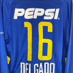 Shop 2003/04 BOCA JUNIORS DELGADO #16 L/S HOME SHIRT (M) NIKE, classic football shirts, vintage football shirts & retro soccer jerseys at Cult Kits