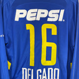 Shop 2003/04 BOCA JUNIORS DELGADO #16 L/S HOME SHIRT (M) NIKE, classic football shirts, vintage football shirts & retro soccer jerseys at Cult Kits