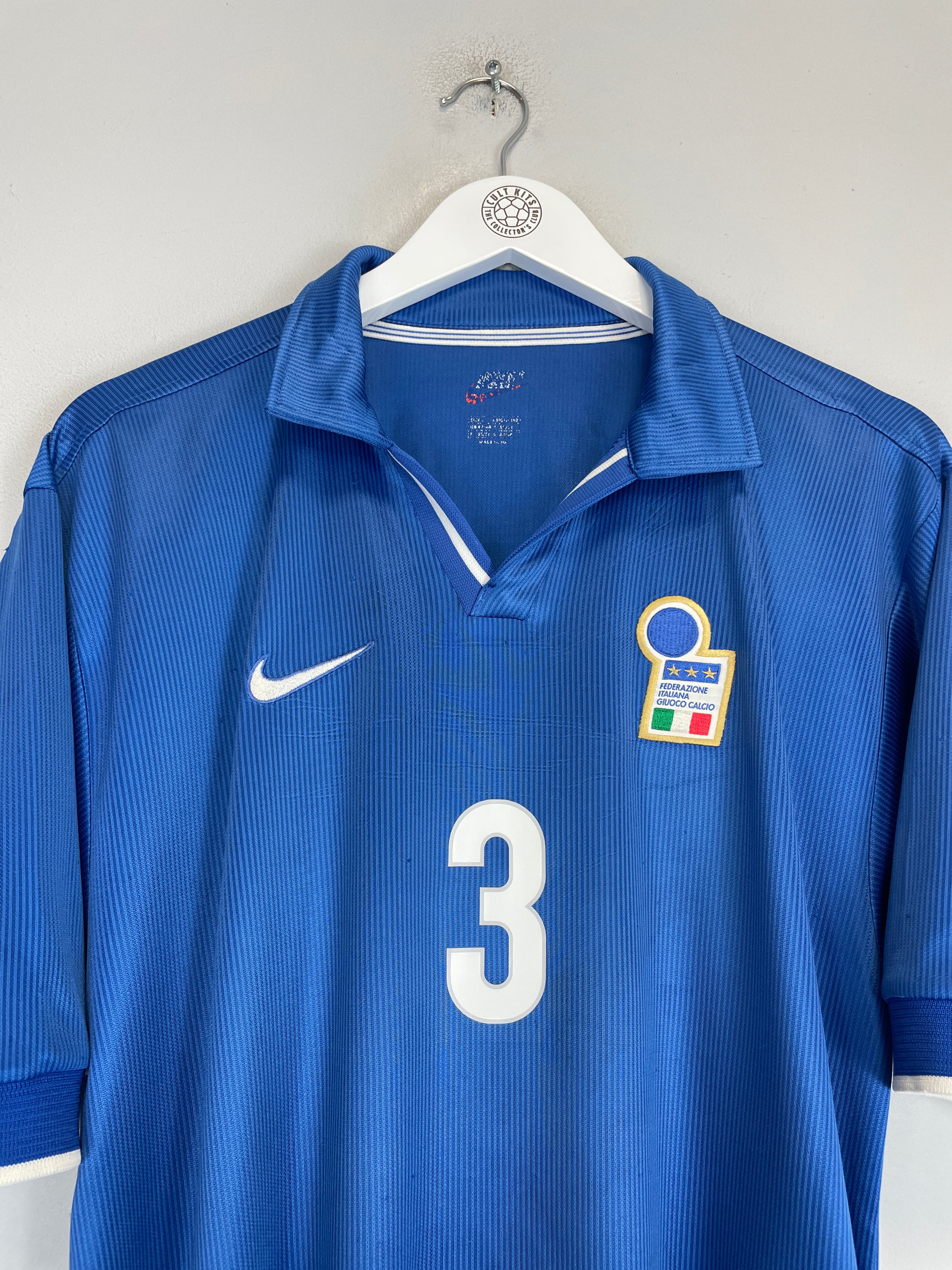 Shop 1997/98 ITALY MALDINI #3 HOME SHIRT (L) NIKE, classic football shirts, vintage football shirts & retro soccer jerseys at Cult Kits