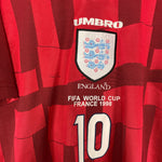 Shop 1998 ENGLAND SHERINGHAM #10 AWAY SHIRT (L) UMBRO, classic football shirts, vintage football shirts & retro soccer jerseys at Cult Kits