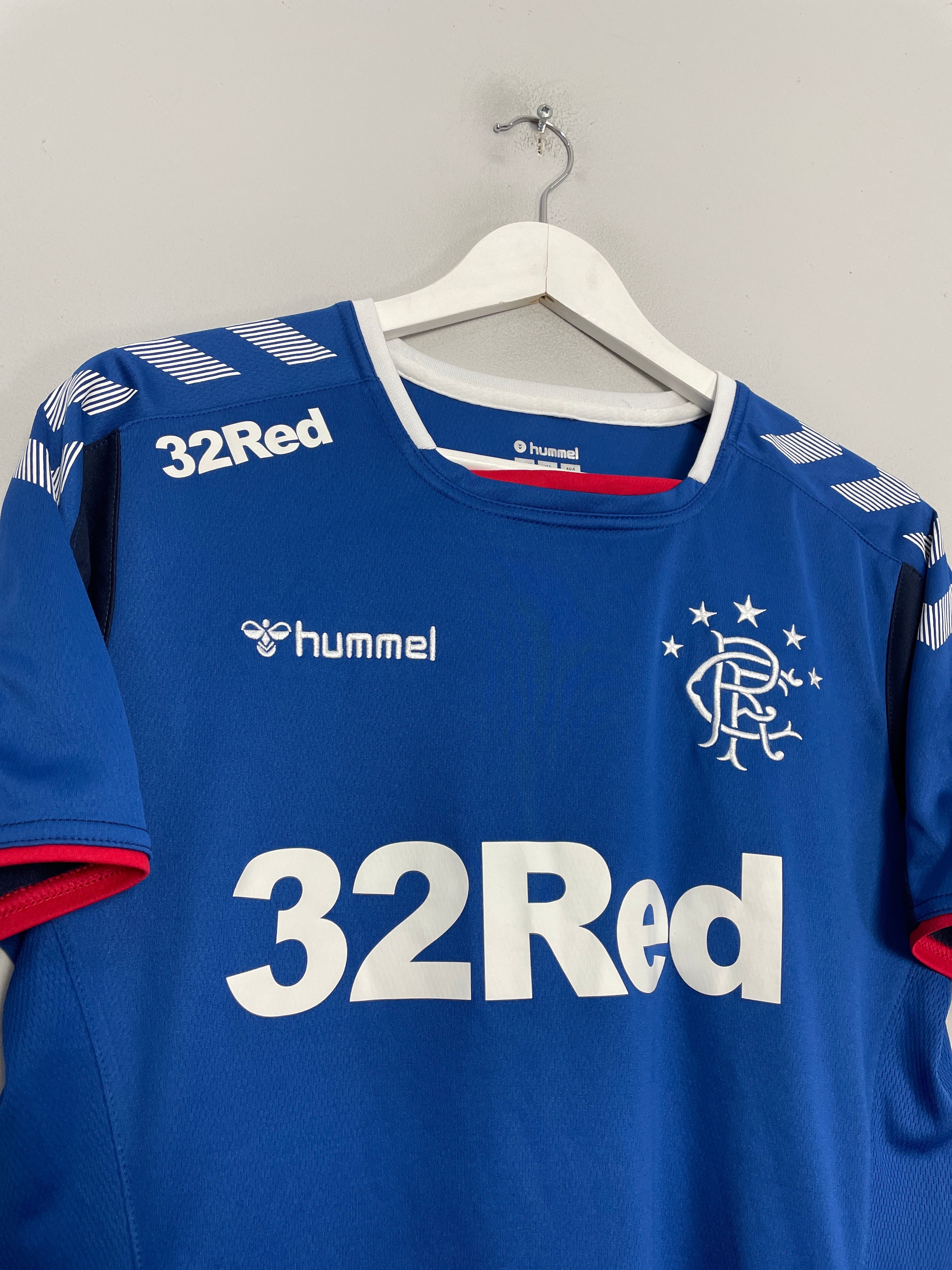 Shop 2018/19 RANGERS TRAINING SHIRT (M) HUMMEL, classic football shirts, vintage football shirts & retro soccer jerseys at Cult Kits