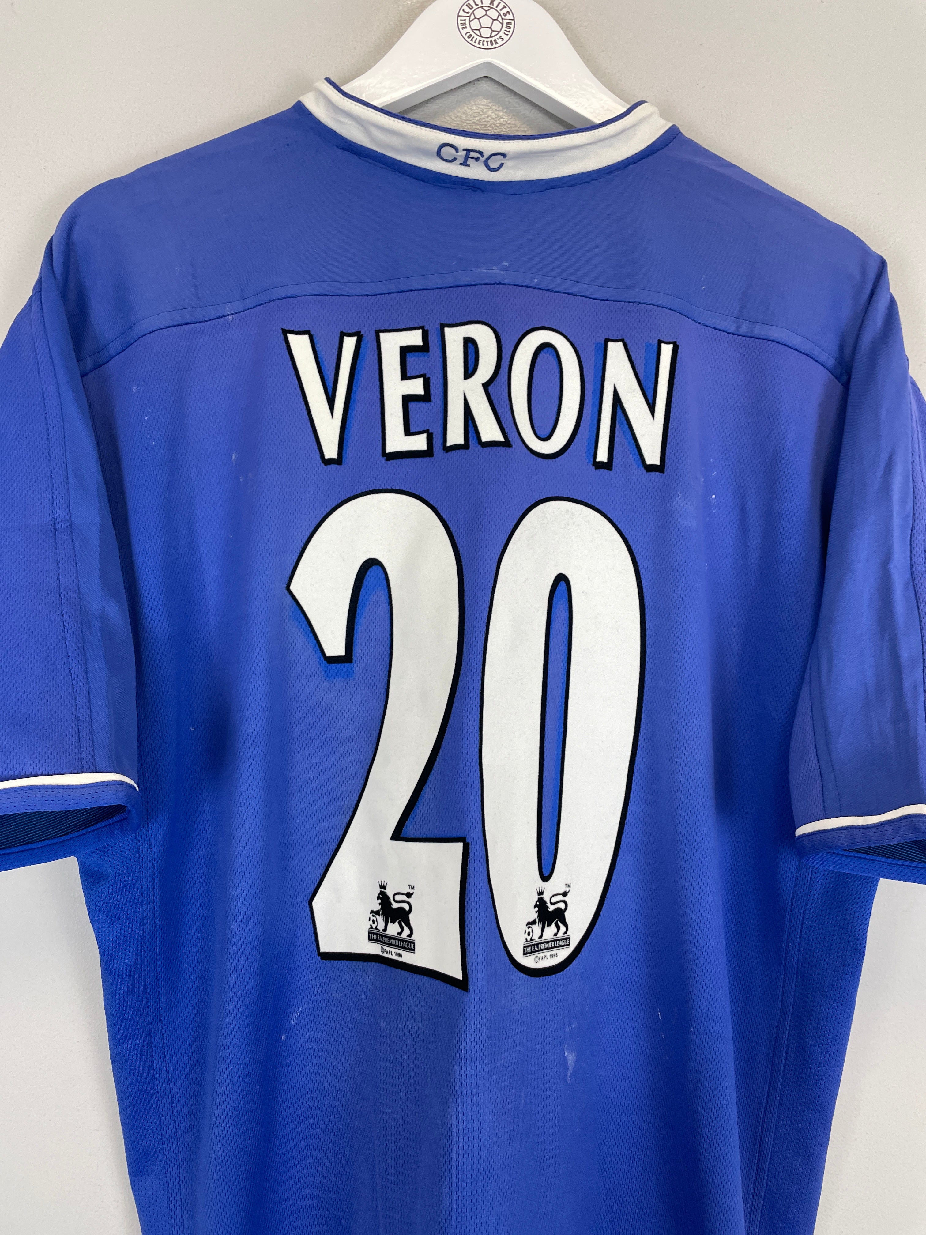 Shop 2003/05 CHELSEA VERON #20 HOME SHIRT (L) UMBRO, classic football shirts, vintage football shirts & retro soccer jerseys at Cult Kits