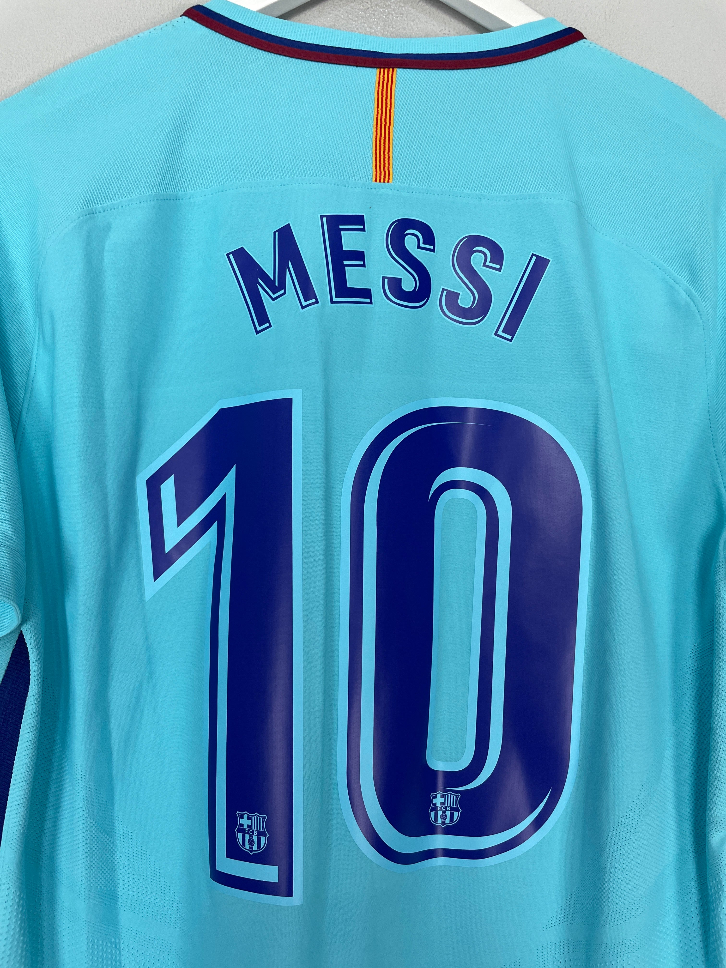 Shop 2017/18 BARCELONA MESSI #10 *AUTHENTIC* BNWT AWAY SHIRT (L) NIKE, classic football shirts, vintage football shirts & retro soccer jerseys at Cult Kits