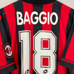 Shop 1996/97 AC MILAN BAGGIO #18 HOME SHIRT (L) LOTTO, classic football shirts, vintage football shirts & retro soccer jerseys at Cult Kits