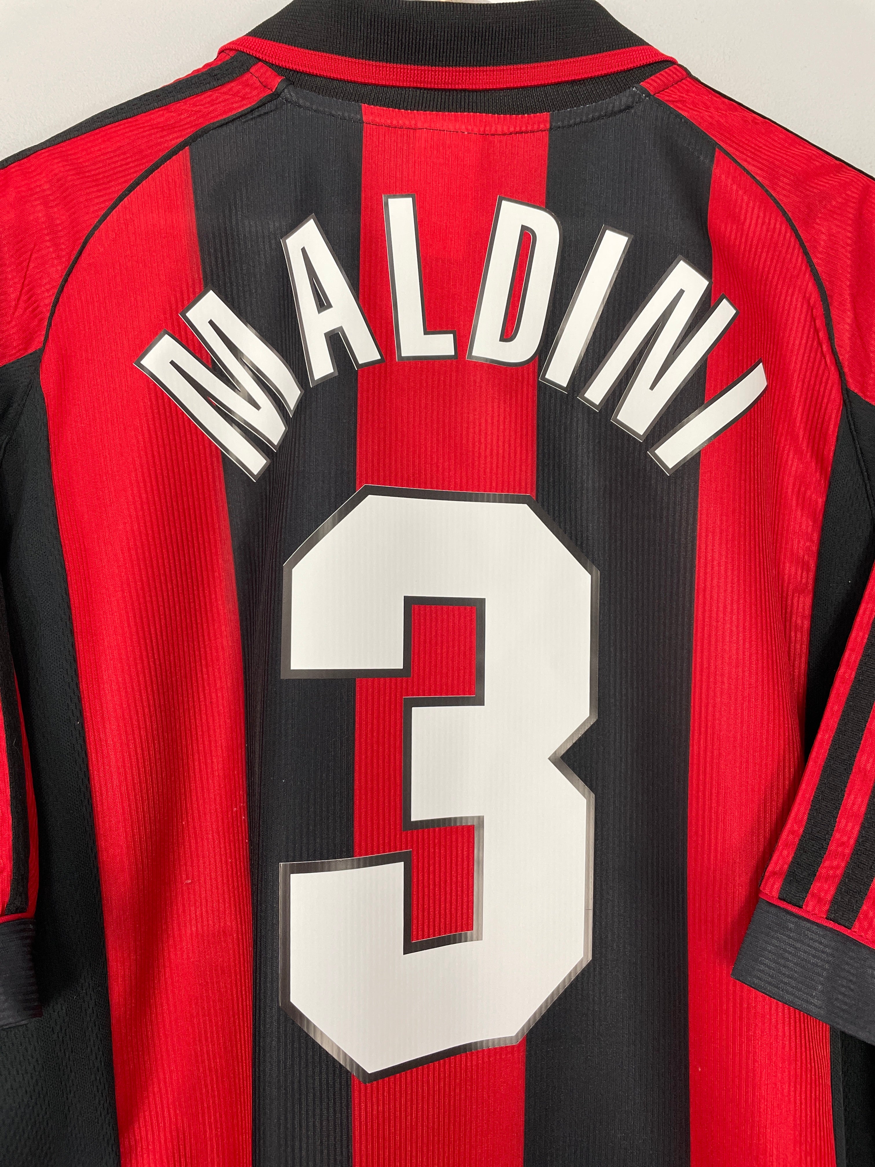 Shop 1998/00 AC MILAN MALDINI #3 HOME SHIRT (XL) ADIDAS, classic football shirts, vintage football shirts & retro soccer jerseys at Cult Kits