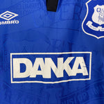 Shop 1995/97 EVERTON BARMBY #12 HOME SHIRT (L) UMBRO, classic football shirts, vintage football shirts & retro soccer jerseys at Cult Kits
