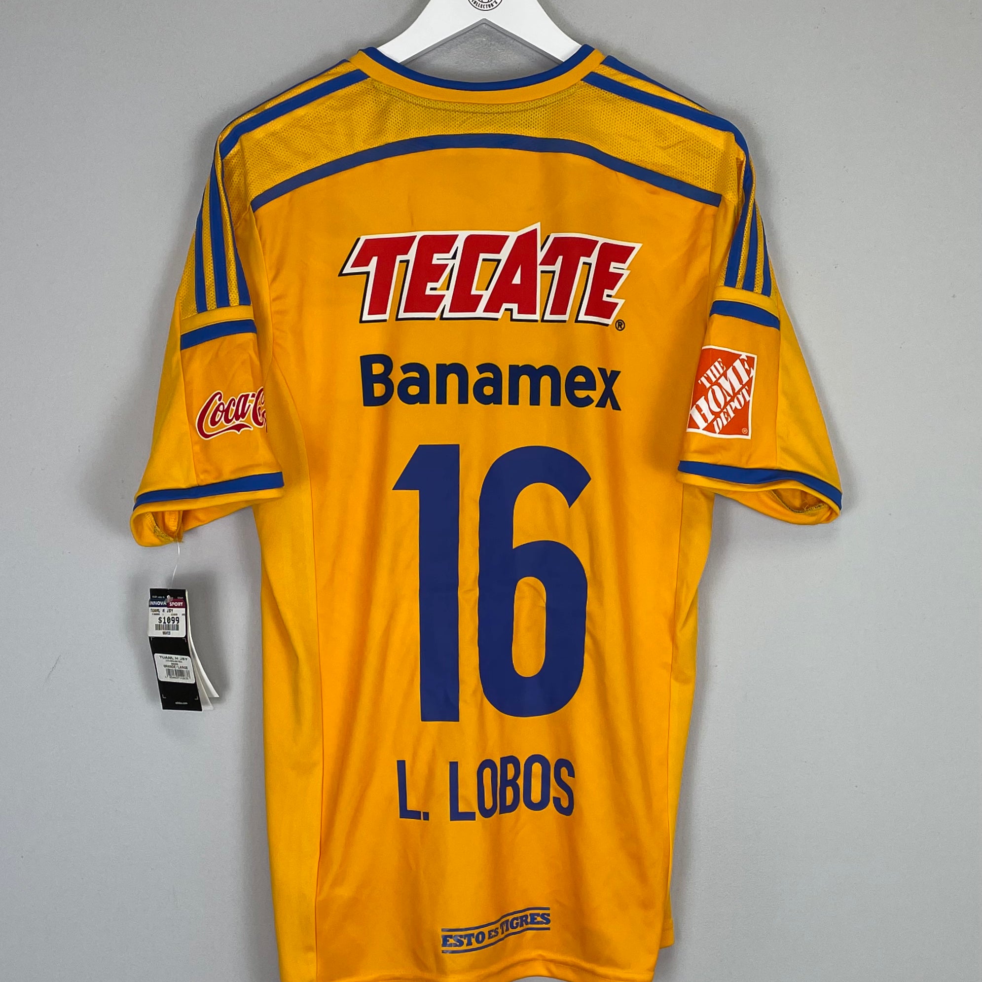Shop 2014/15 TIGRES L.LOBOS #16 *BNWT* HOME SHIRT (L) ADIDAS, classic football shirts, vintage football shirts & retro soccer jerseys at Cult Kits