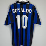 Shop 1997/98 INTER MILAN RONALDO #10 HOME SHIRT (L) UMBRO, classic football shirts, vintage football shirts & retro soccer jerseys at Cult Kits