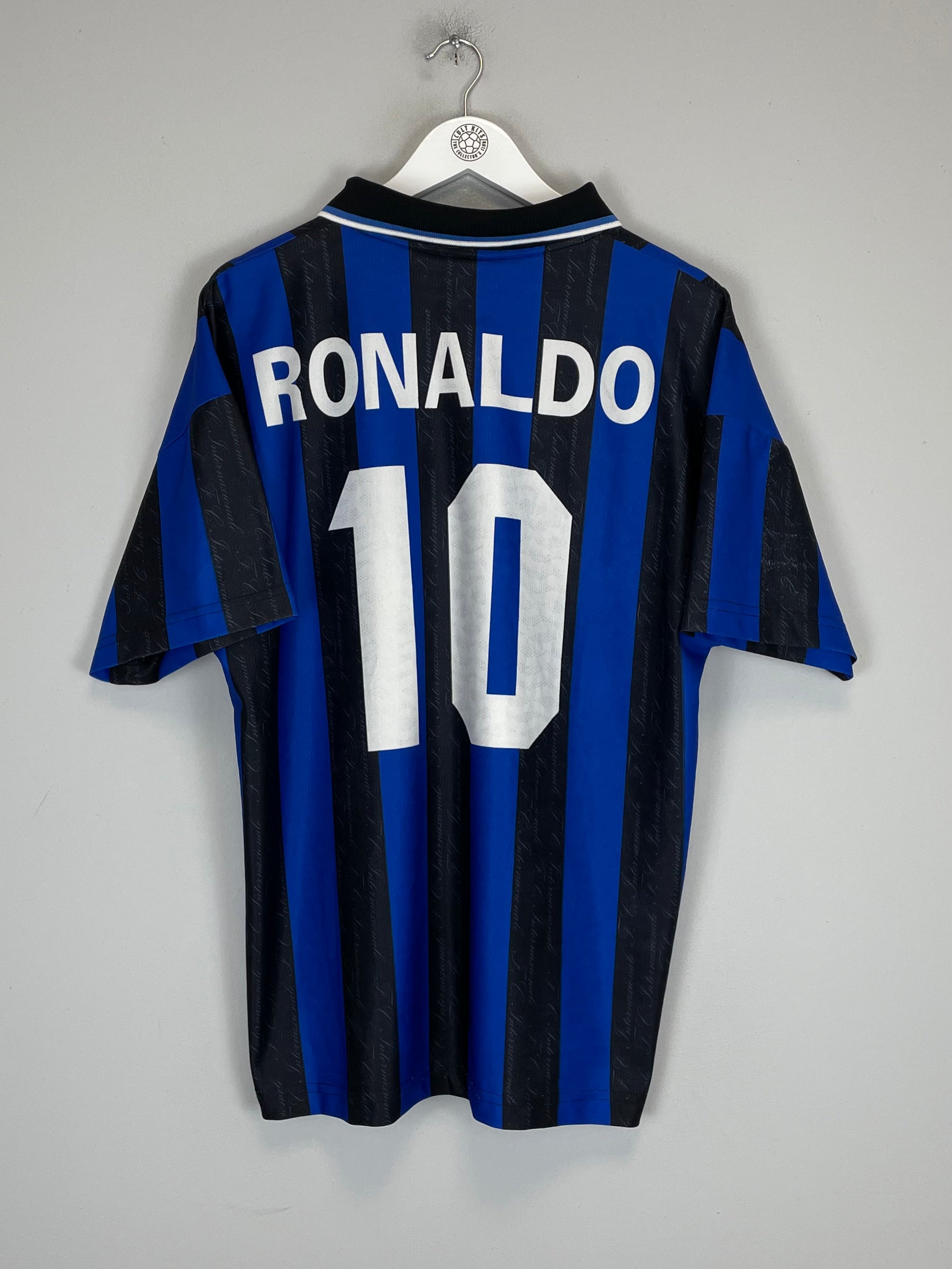Shop 1997/98 INTER MILAN RONALDO #10 HOME SHIRT (L) UMBRO, classic football shirts, vintage football shirts & retro soccer jerseys at Cult Kits