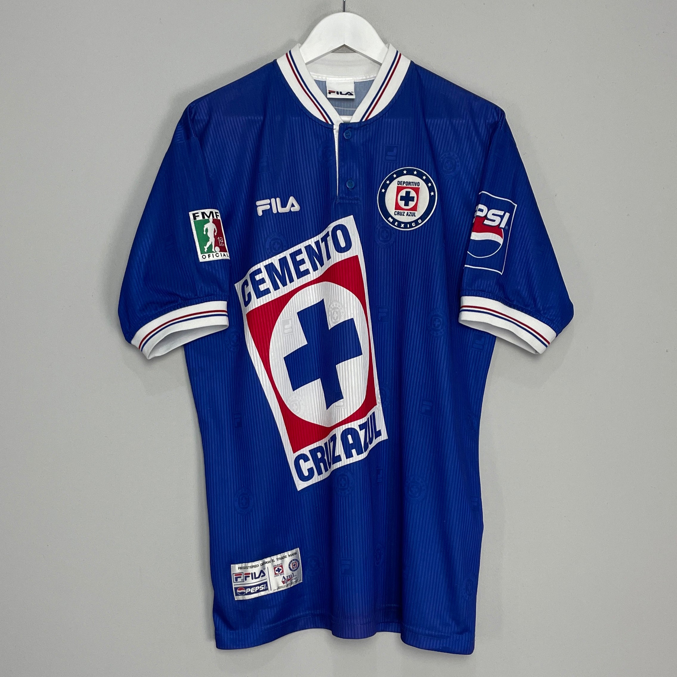 Shop 1998/99 CRUZ AZUL *MINT* HOME SHIRT (L) FILA, classic football shirts, vintage football shirts & retro soccer jerseys at Cult Kits