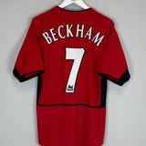 Shop 2002/03 MANCHESTER UNITED BECKHAM #7 HOME SHIRT (M) NIKE, classic football shirts, vintage football shirts & retro soccer jerseys at Cult Kits