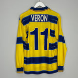 Shop 1998/99 PARMA VERON #11 L/S HOME SHIRT (M) LOTTO, classic football shirts, vintage football shirts & retro soccer jerseys at Cult Kits