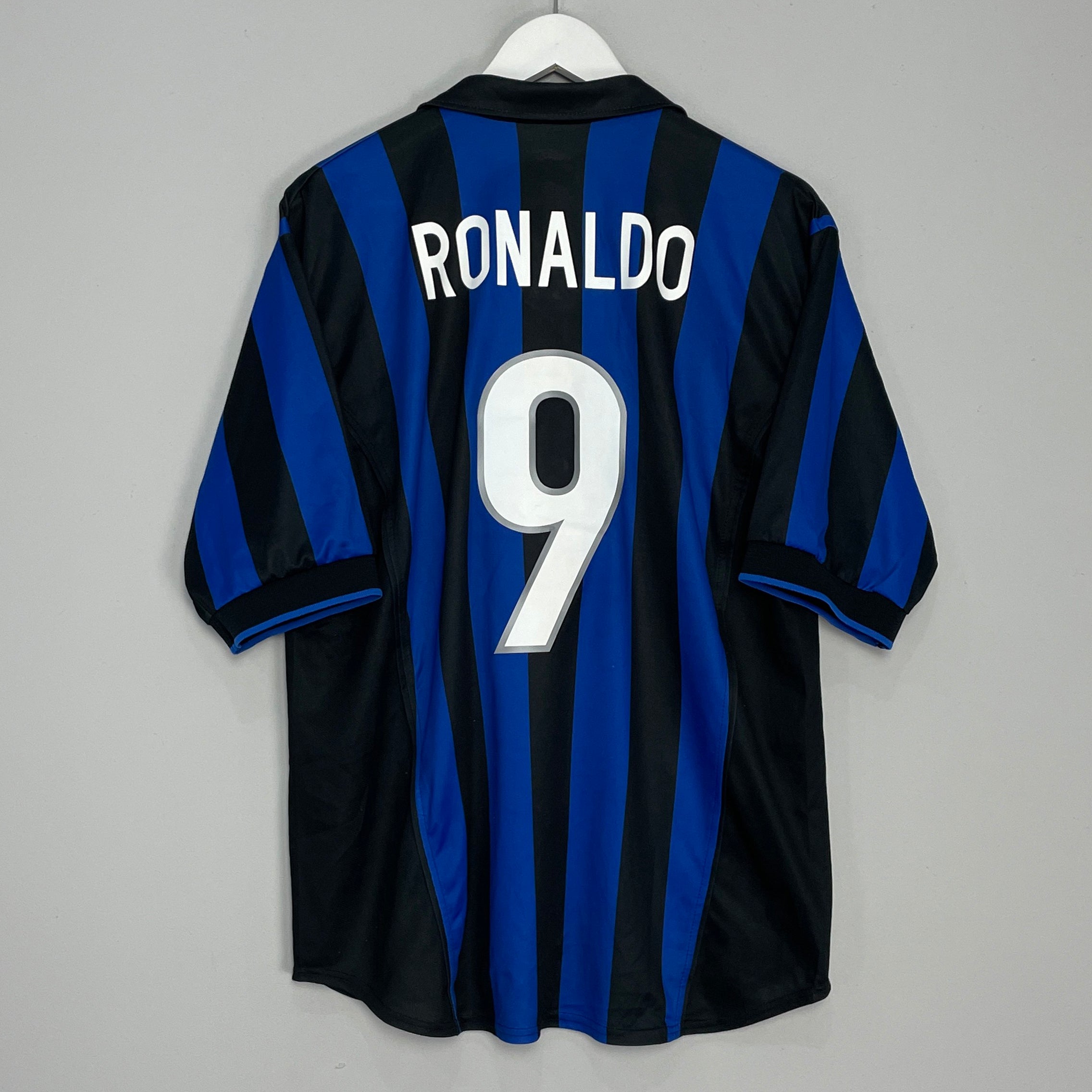 Shop 1998/99 INTER MILAN RONALDO #9 HOME SHIRT (L) NIKE, classic football shirts, vintage football shirts & retro soccer jerseys at Cult Kits