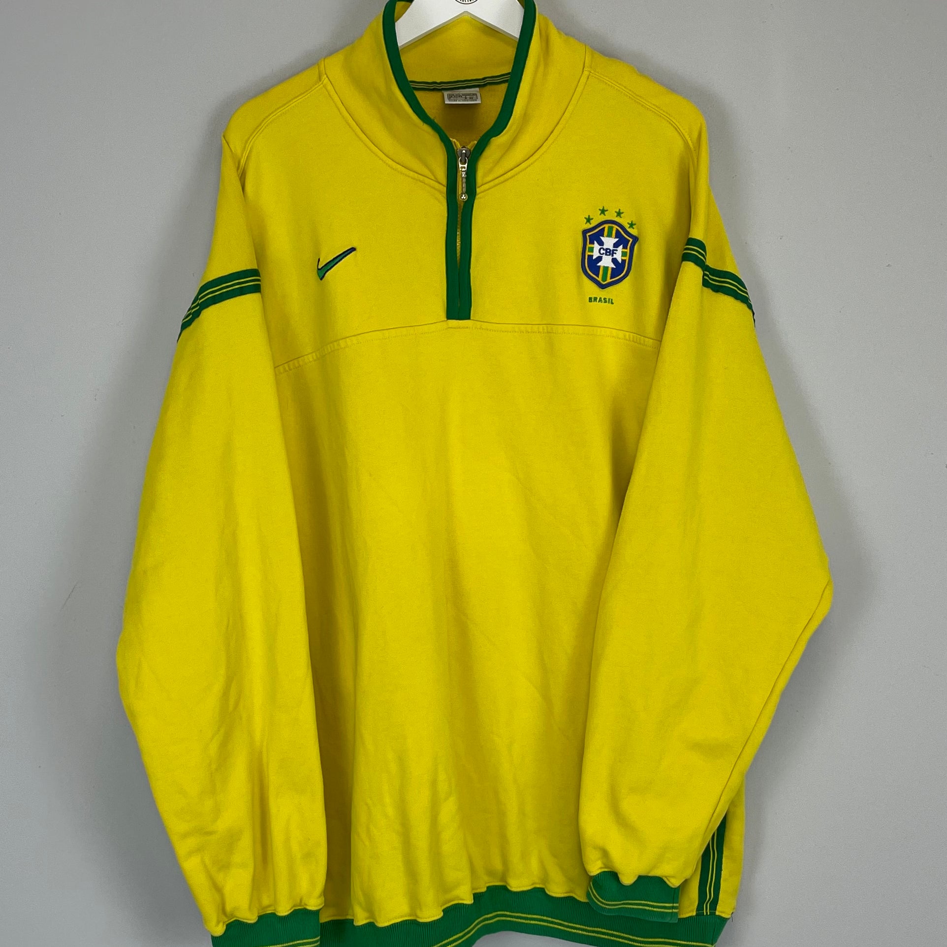 Shop 1998/00 BRAZIL 1/4 ZIP JUMPER (XXL) NIKE, classic football shirts, vintage football shirts & retro soccer jerseys at Cult Kits