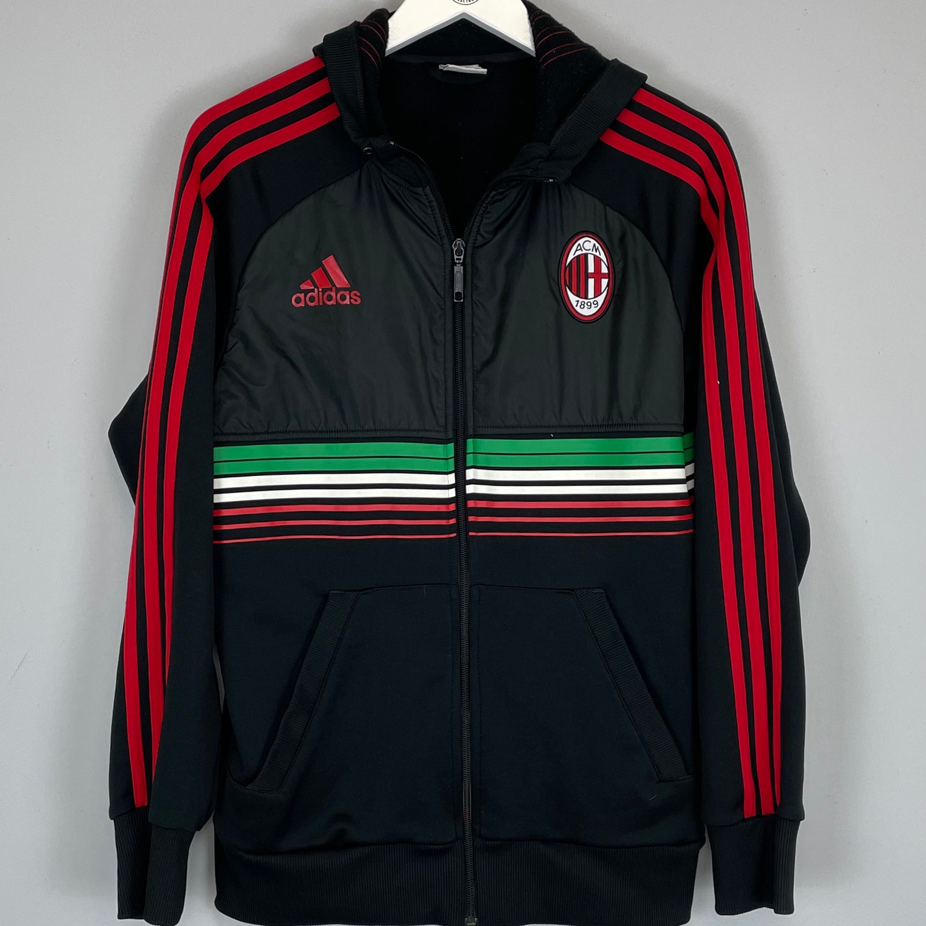 Shop 2012/13 AC MILAN HOODED TRACK JACKET (M) ADIDAS, classic football shirts, vintage football shirts & retro soccer jerseys at Cult Kits