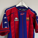 Shop 1997/98 BARCELONA HOME SHIRT (L) KAPPA, classic football shirts, vintage football shirts & retro soccer jerseys at Cult Kits