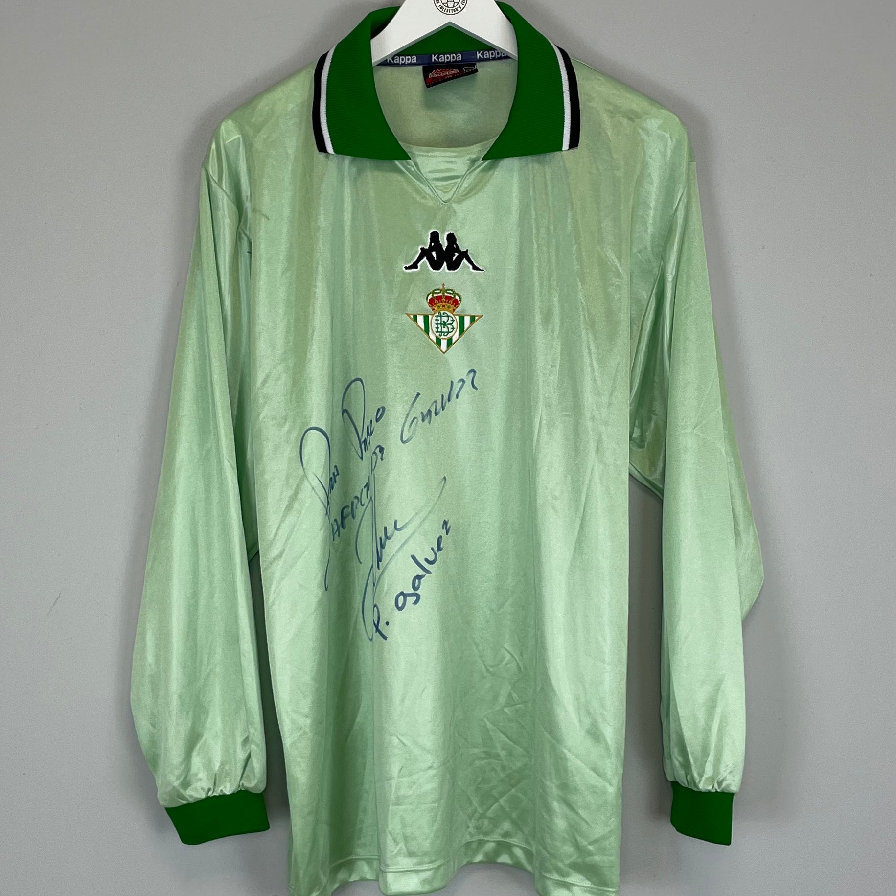 Shop 1999/00 REAL BETIS #20 *PLAYER ISSUED + SIGNED* AWAY SHIRT (XL) KAPPA, classic football shirts, vintage football shirts & retro soccer jerseys at Cult Kits