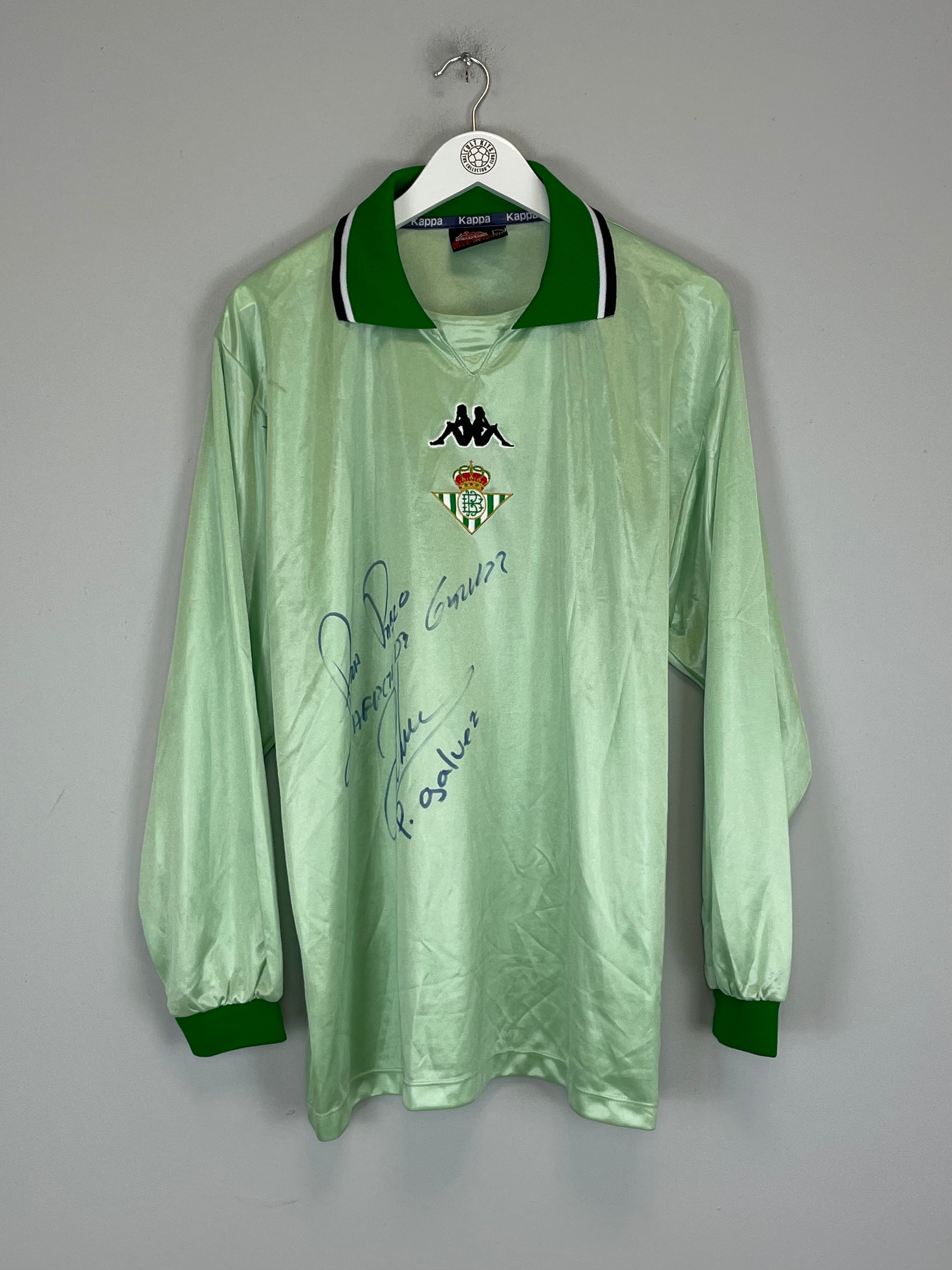 Shop 1999/00 REAL BETIS #20 *PLAYER ISSUED + SIGNED* AWAY SHIRT (XL) KAPPA, classic football shirts, vintage football shirts & retro soccer jerseys at Cult Kits