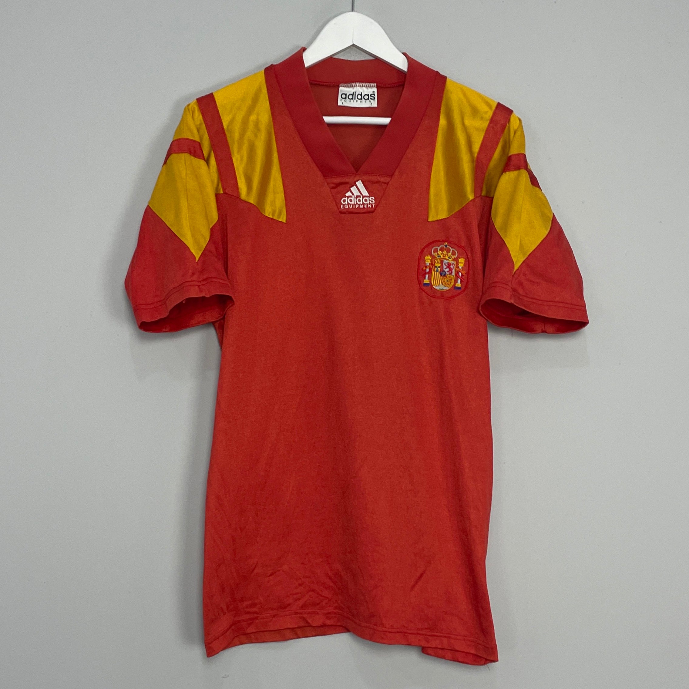 Shop 1992/93 SPAIN HOME SHIRT (L) ADIDAS, classic football shirts, vintage football shirts & retro soccer jerseys at Cult Kits