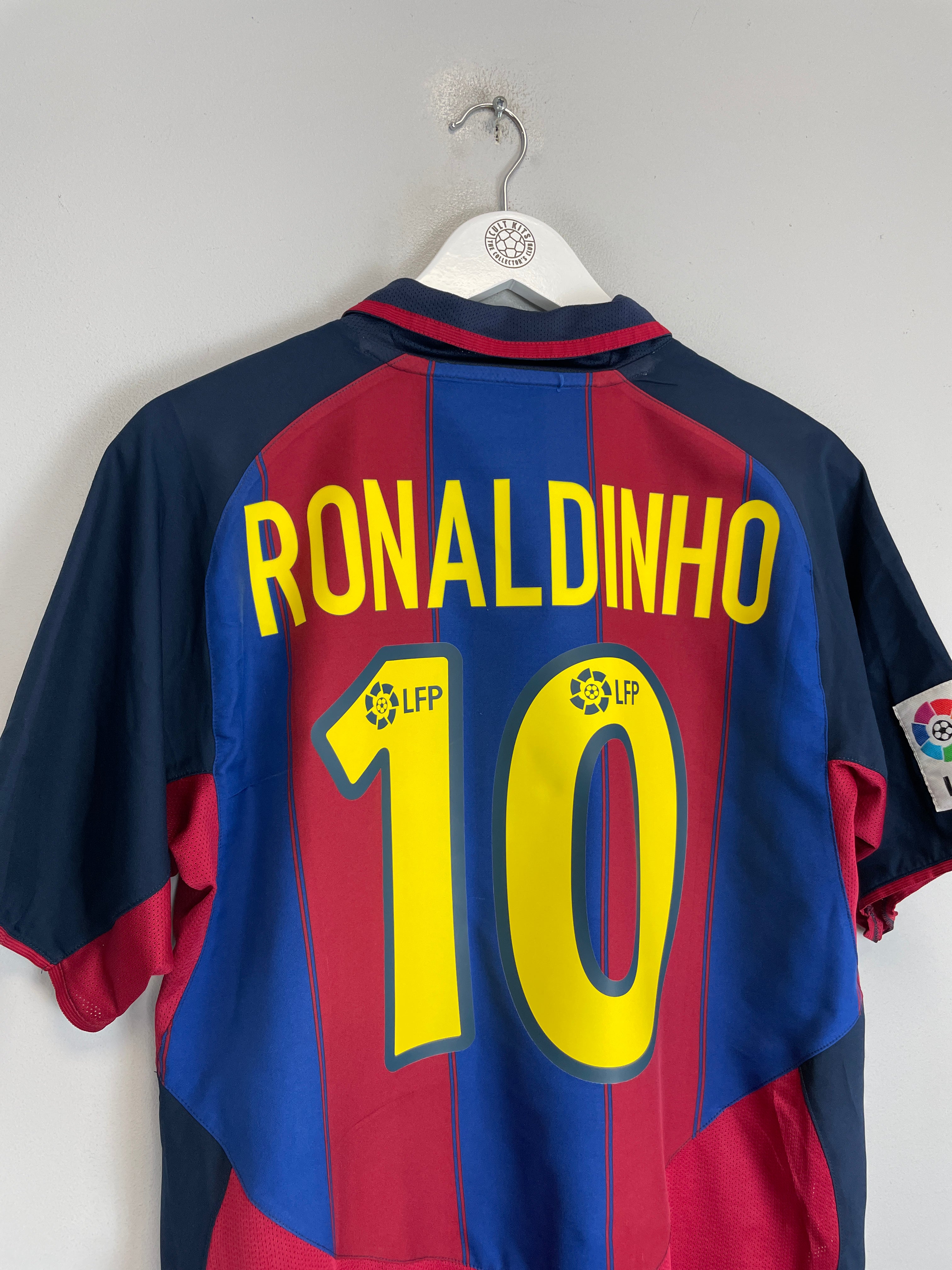 Shop 2003/04 BARCELONA RONALDINHO #10 HOME (M) NIKE, classic football shirts, vintage football shirts & retro soccer jerseys at Cult Kits