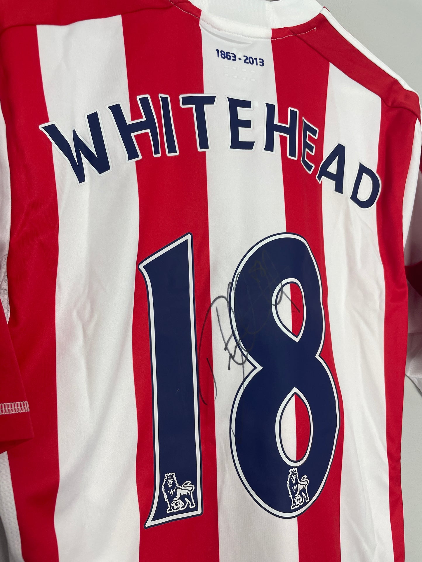 2012/13 STOKE CITY WHITEHEAD #18 *MATCH ISSUE + SIGNED* HOME SHIRT (M) ADIDAS