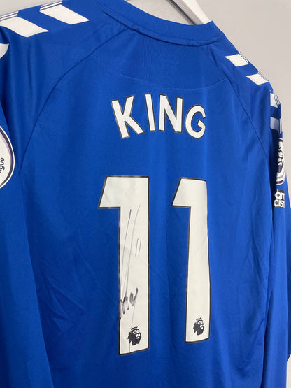 2020/21 EVERTON KING #11 *MATCH ISSUE + SIGNED* L/S HOME SHIRT (M) HUMMEL