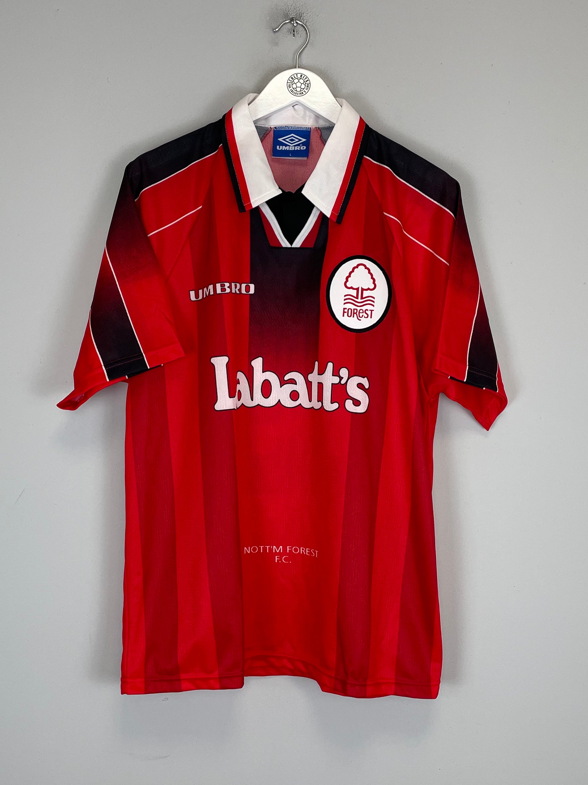 Shop 1996/97 NOTTINGHAM FOREST VAN HOOIJDONK #15 *MINT* HOME SHIRT (L) UMBRO, classic football shirts, vintage football shirts & retro soccer jerseys at Cult Kits