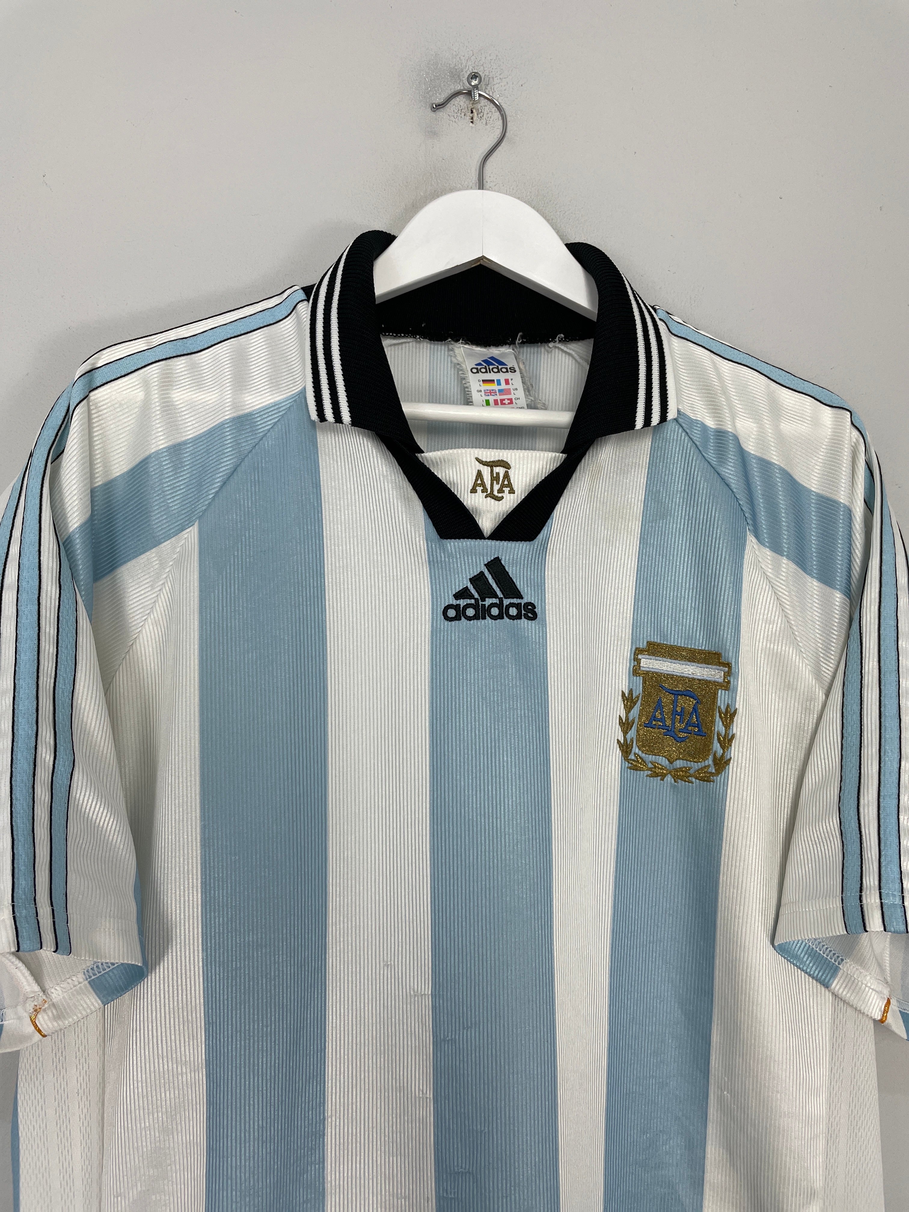 Shop 1998/99 ARGENTINA HOME SHIRT (L) ADIDAS, classic football shirts, vintage football shirts & retro soccer jerseys at Cult Kits