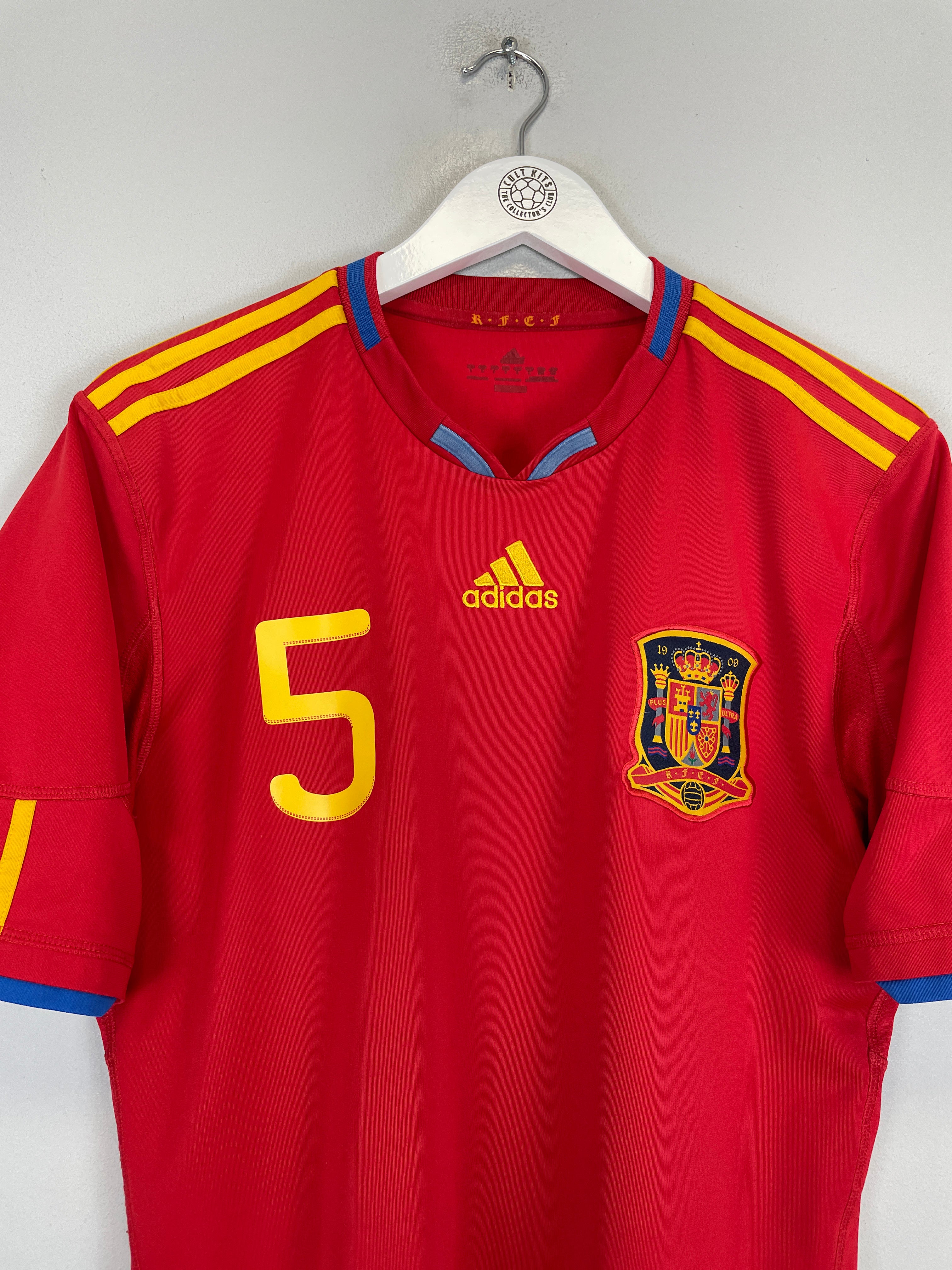 Shop 2009/10 SPAIN PUYOL #5 HOME SHIRT (L) ADIDAS, classic football shirts, vintage football shirts & retro soccer jerseys at Cult Kits