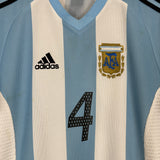 2002/04 ARGENTINA POCHETTINO #4 HOME SHIRT (S) ADIDAS