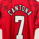 Shop 1996/98 MANCHESTER UNITED CANTONA #7 HOME SHIRT (M) UMBRO, classic football shirts, vintage football shirts & retro soccer jerseys at Cult Kits