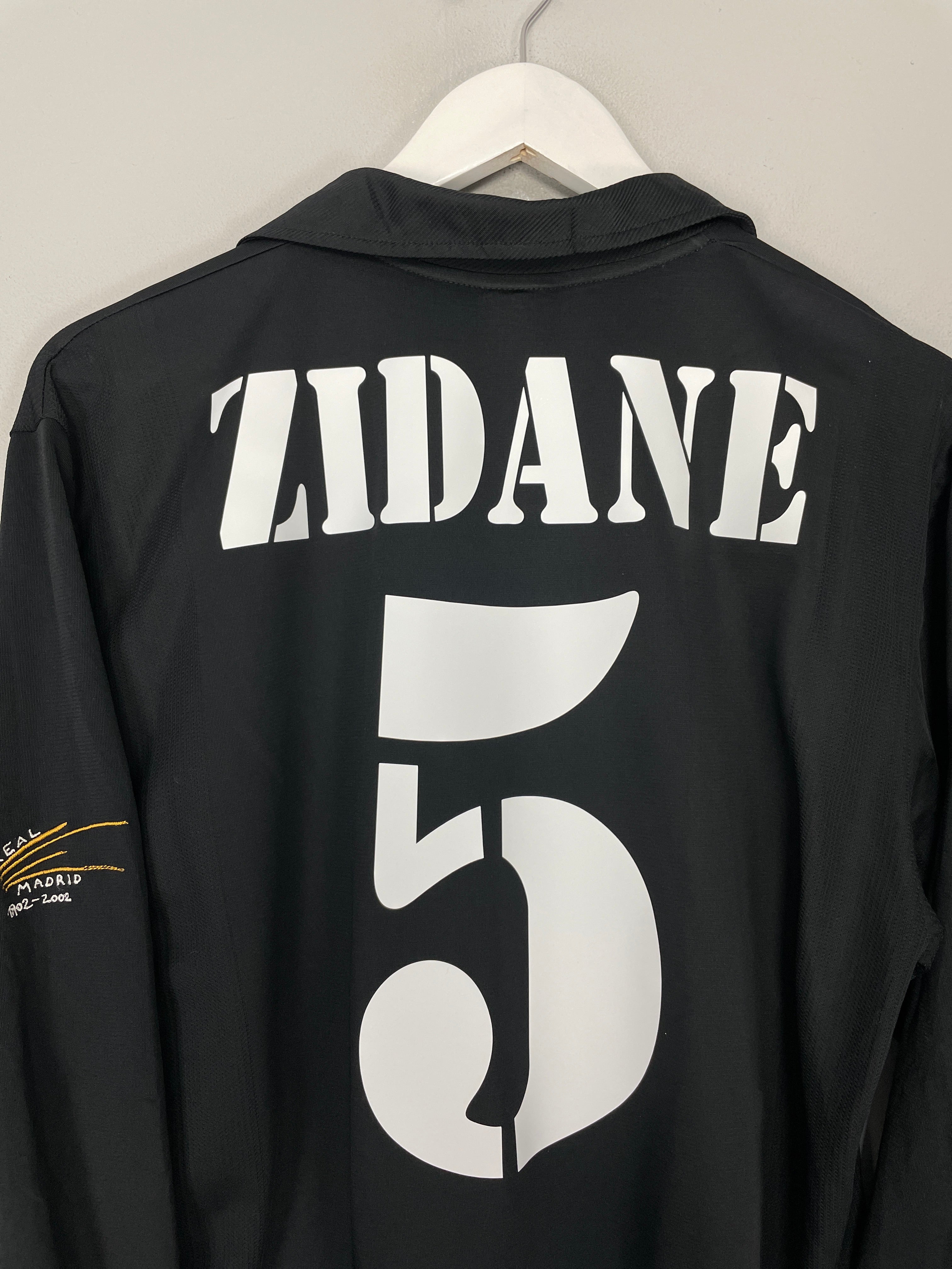 Shop 2001/02 REAL MADRID ZIDANE #5 *CENTENARY* L/S AWAY SHIRT (L) ADIDAS, classic football shirts, vintage football shirts & retro soccer jerseys at Cult Kits