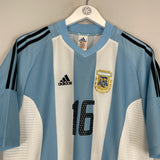 2002/04 ARGENTINA AIMAR #16 HOME SHIRT (L) ADIDAS