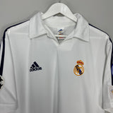Shop 2001/02 REAL MADRID ZIDANE #5 *CENTENARY* C/L HOME SHIRT (M) ADIDAS, classic football shirts, vintage football shirts & retro soccer jerseys at Cult Kits