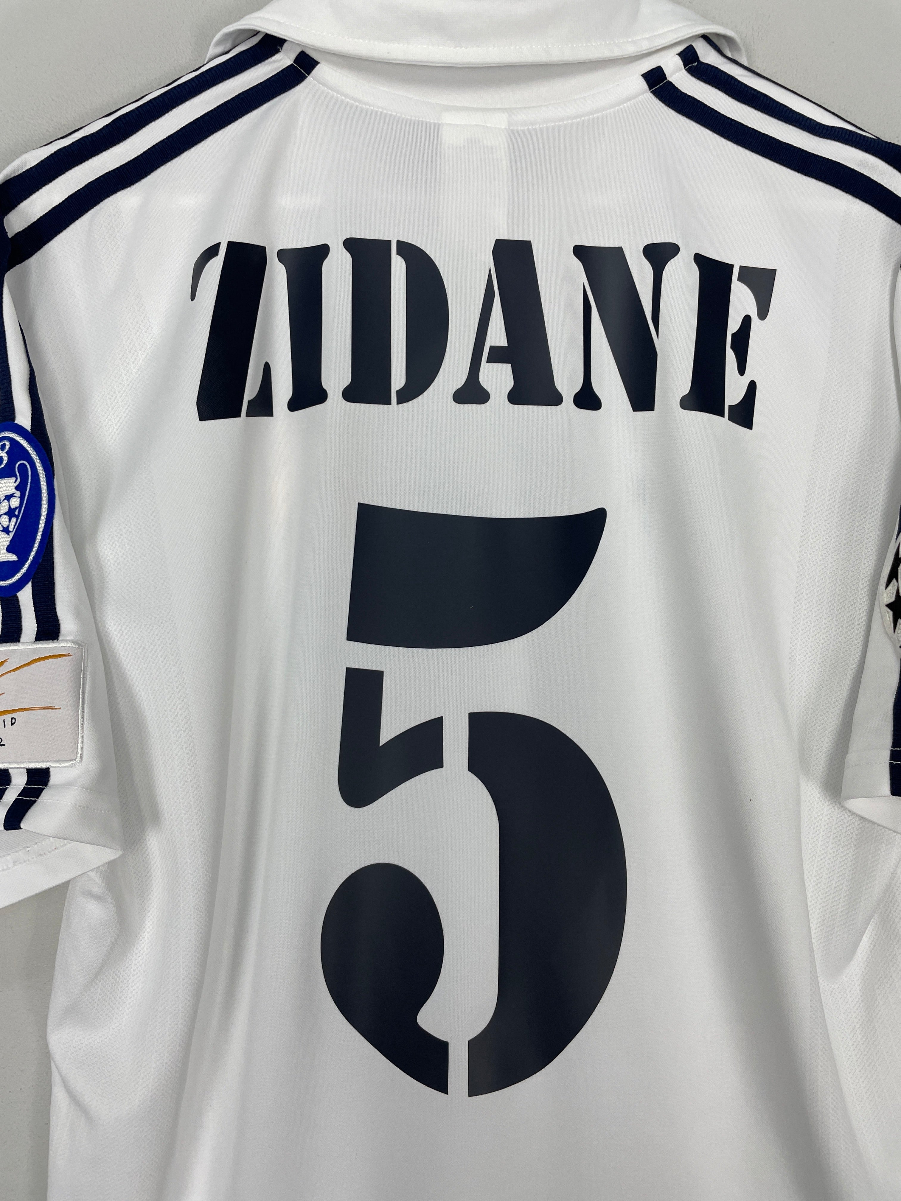 Shop 2001/02 REAL MADRID ZIDANE #5 *CENTENARY* C/L HOME SHIRT (M) ADIDAS, classic football shirts, vintage football shirts & retro soccer jerseys at Cult Kits