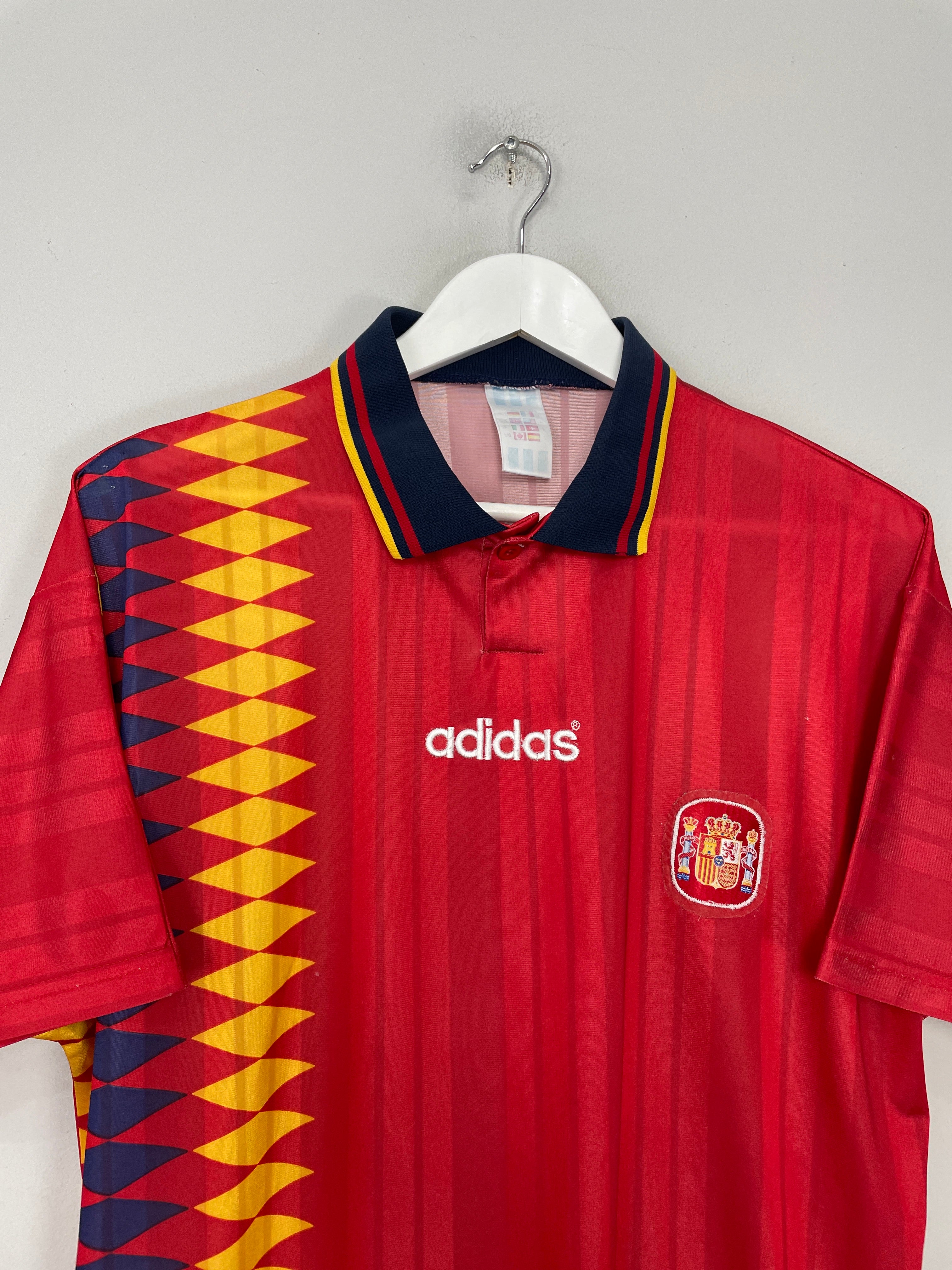 Shop 1994/96 SPAIN HOME SHIRT (L) ADIDAS, classic football shirts, vintage football shirts & retro soccer jerseys at Cult Kits