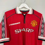 Shop 1998/00 MANCHESTER UNITED BECKHAM #7 HOME SHIRT (XL) UMBRO, classic football shirts, vintage football shirts & retro soccer jerseys at Cult Kits