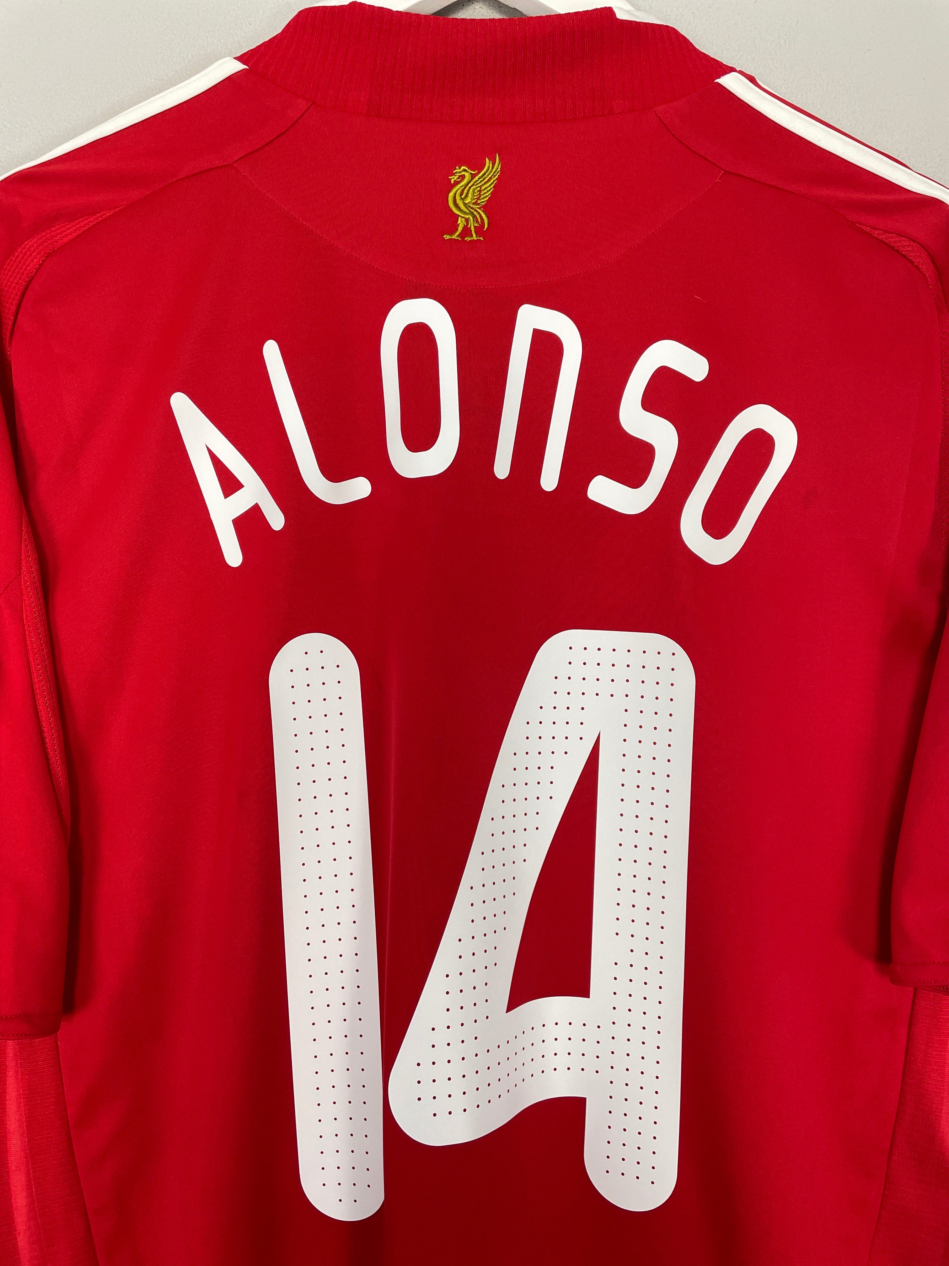Shop 2008/10 LIVERPOOL ALONSO #14 HOME SHIRT (L) ADIDAS, classic football shirts, vintage football shirts & retro soccer jerseys at Cult Kits