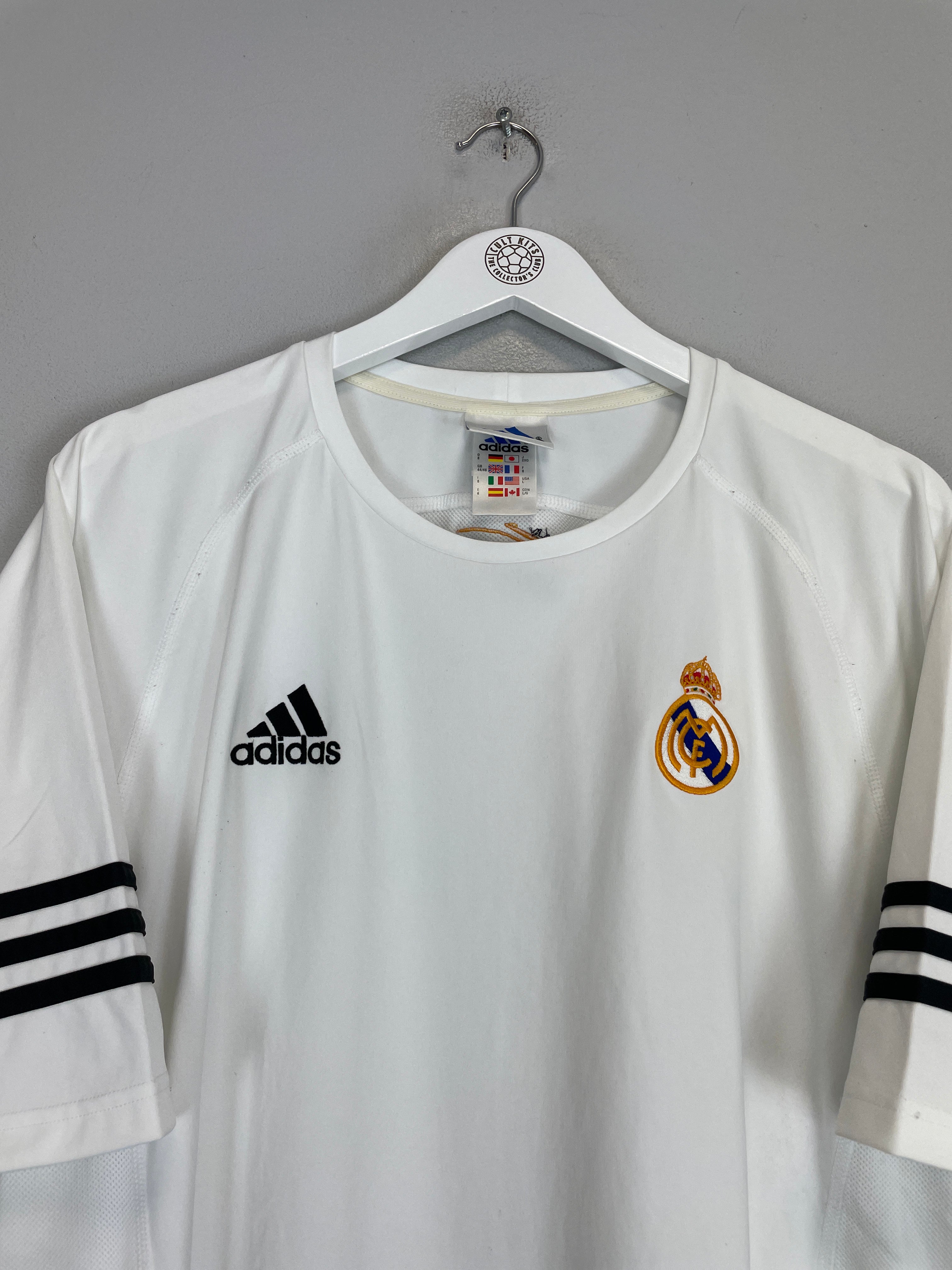 Shop 2001/02 REAL MADRID *CENTENARY* TRAINING SHIRT (L) ADIDAS, classic football shirts, vintage football shirts & retro soccer jerseys at Cult Kits