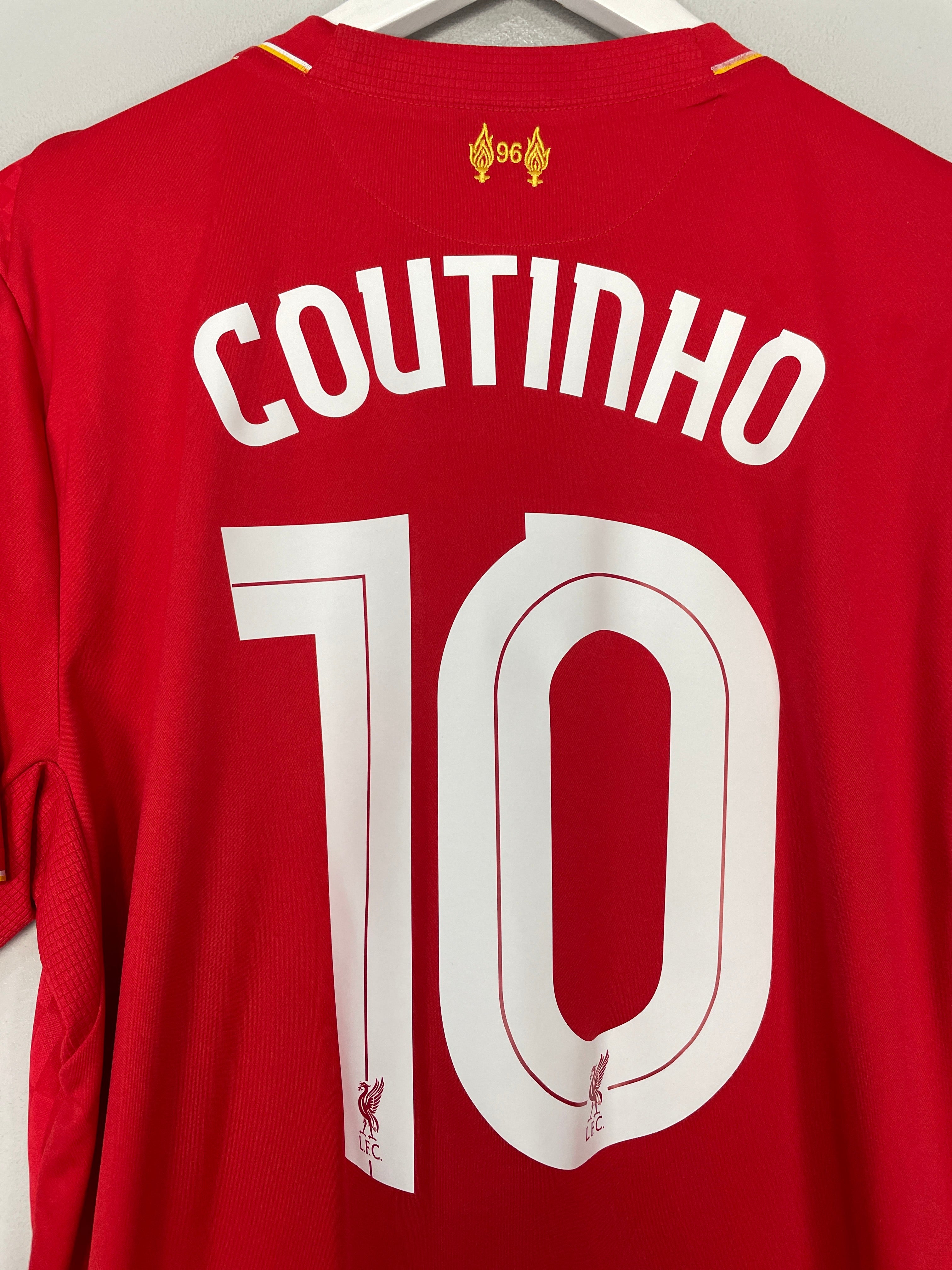 Shop 2015/16 LIVERPOOL COUTINHO #10 HOME SHIRT (L) NEW BALANCE, classic football shirts, vintage football shirts & retro soccer jerseys at Cult Kits