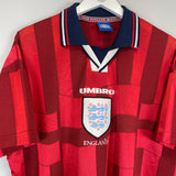 Shop 1997/99 ENGLAND AWAY SHIRT (L) UMBRO, classic football shirts, vintage football shirts & retro soccer jerseys at Cult Kits