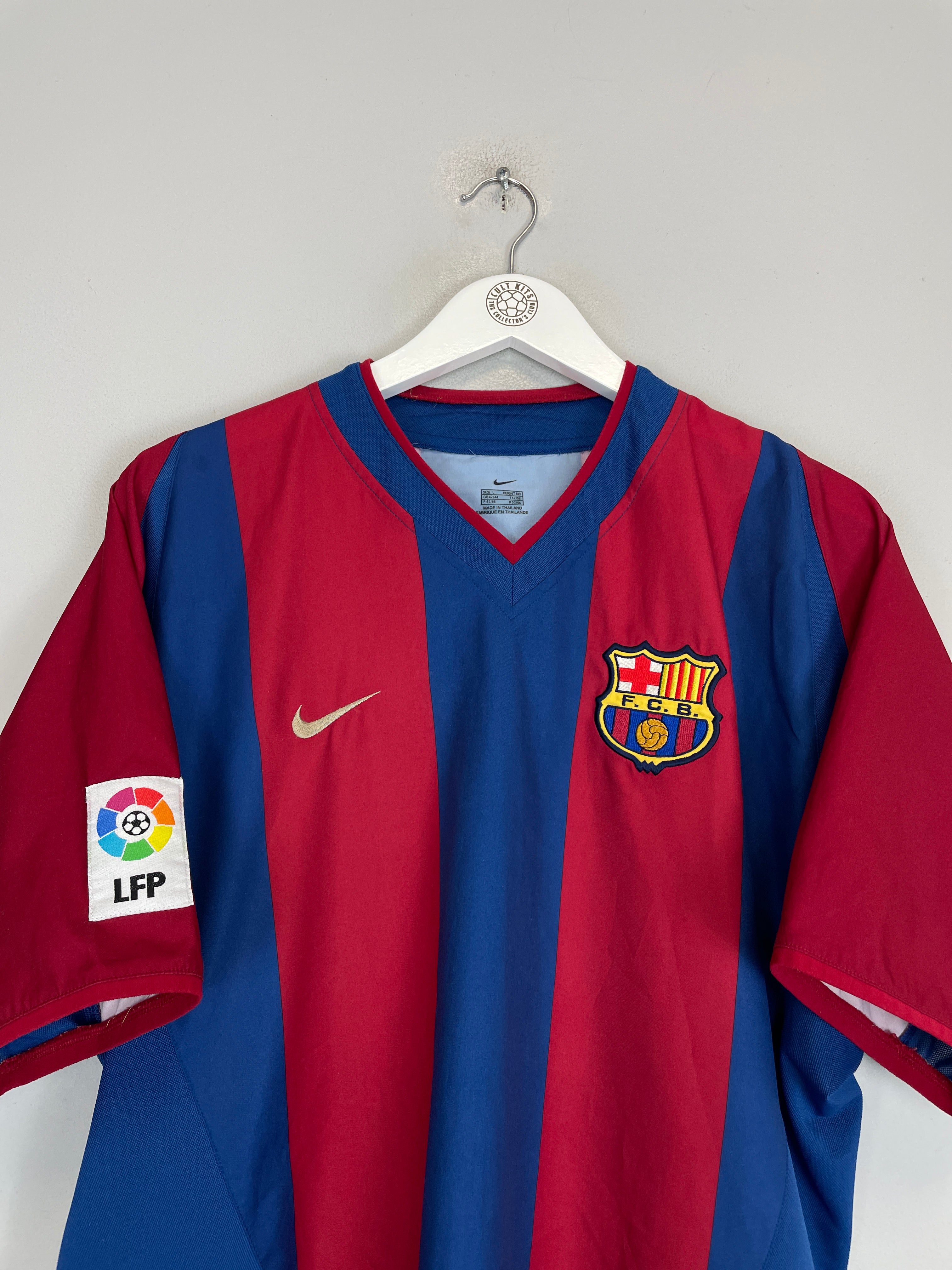 Shop 2002/03 BARCELONA INIESTA #34 HOME SHIRT (L) NIKE, classic football shirts, vintage football shirts & retro soccer jerseys at Cult Kits