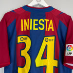 Shop 2002/03 BARCELONA INIESTA #34 HOME SHIRT (L) NIKE, classic football shirts, vintage football shirts & retro soccer jerseys at Cult Kits