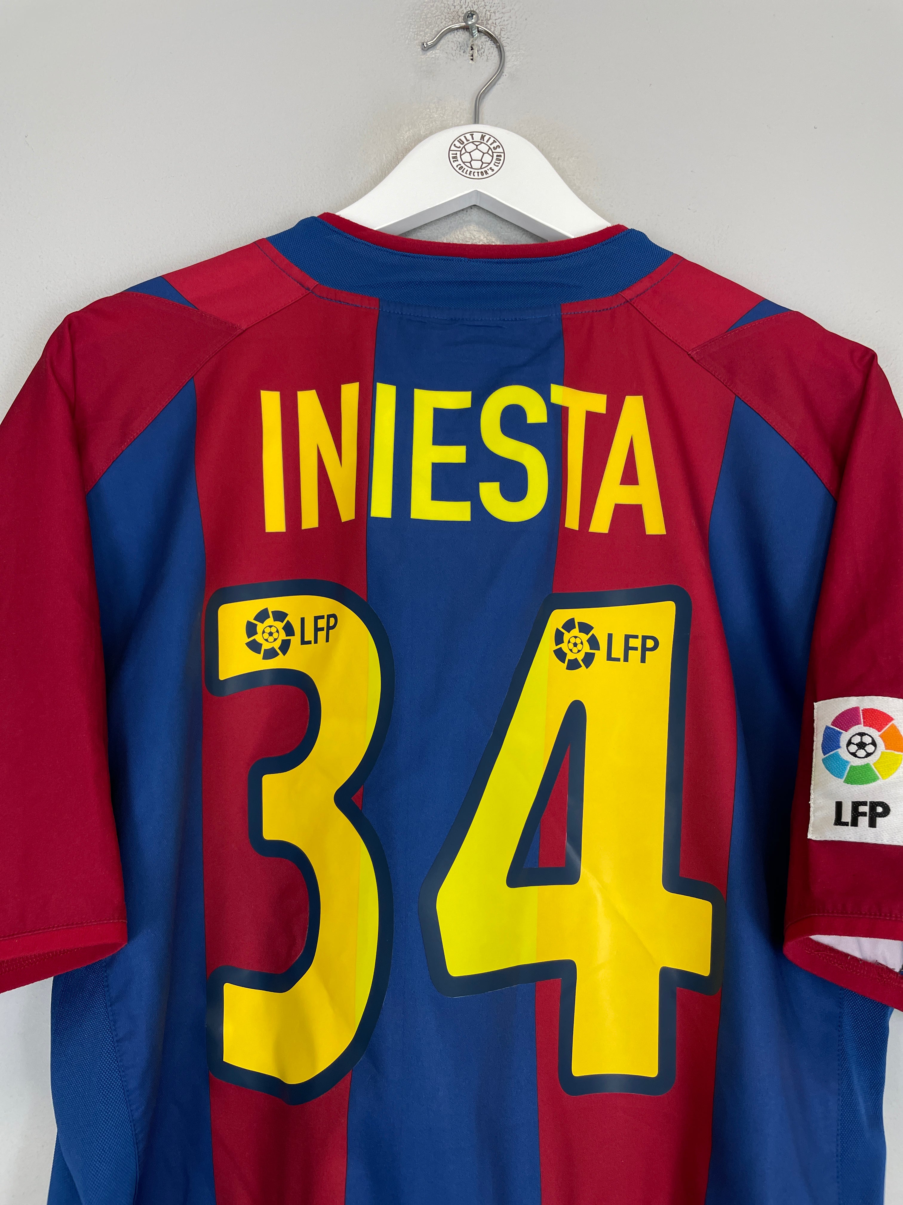 Shop 2002/03 BARCELONA INIESTA #34 HOME SHIRT (L) NIKE, classic football shirts, vintage football shirts & retro soccer jerseys at Cult Kits