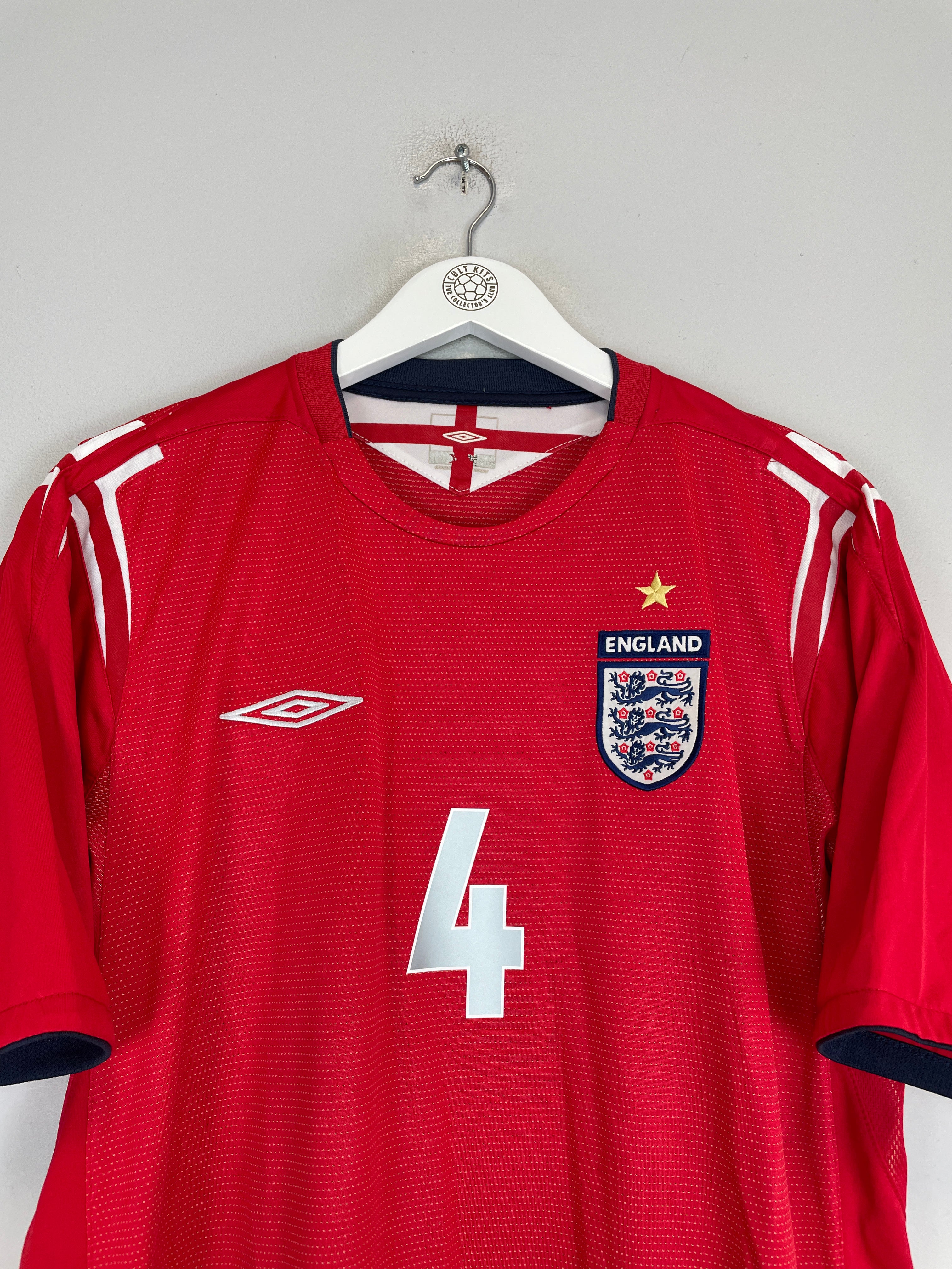 Shop 2004/06 ENGLAND GERRARD #4 AWAY SHIRT (L) UMBRO, classic football shirts, vintage football shirts & retro soccer jerseys at Cult Kits