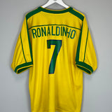 1998/00 BRAZIL RONALDINHO #7 HOME SHIRT (XL) NIKE