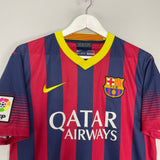 Shop 2013/14 BARCELONA FABREGAS #4 HOME SHIRT (M) NIKE, classic football shirts, vintage football shirts & retro soccer jerseys at Cult Kits