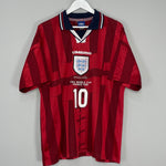 Shop 1998 ENGLAND SHERINGHAM #10 AWAY SHIRT (L) UMBRO, classic football shirts, vintage football shirts & retro soccer jerseys at Cult Kits