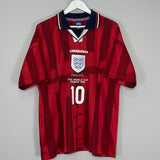 Shop 1998 ENGLAND SHERINGHAM #10 AWAY SHIRT (L) UMBRO, classic football shirts, vintage football shirts & retro soccer jerseys at Cult Kits