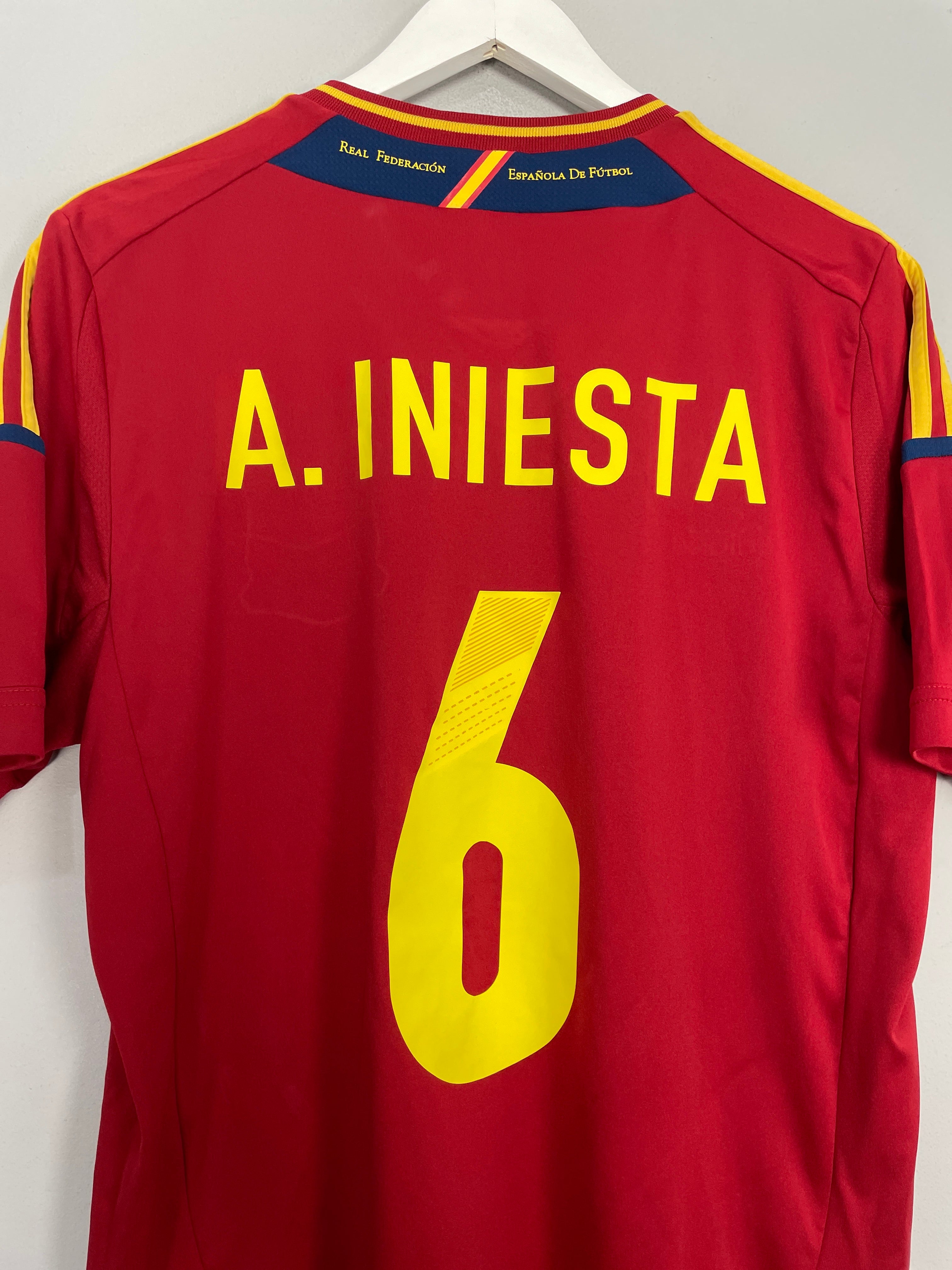 Shop 2011/12 SPAIN INIESTA #6 HOME SHIRT (L) ADIDAS, classic football shirts, vintage football shirts & retro soccer jerseys at Cult Kits
